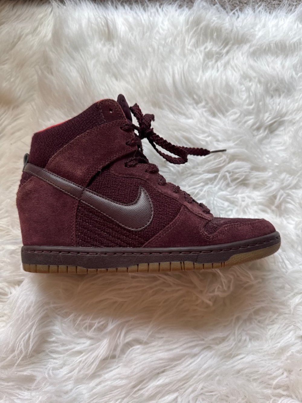 Nike Dunk Sky Hi Burgundy Wedges Size 8
